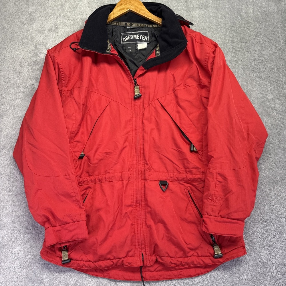 Vintage OBERMEYER Women's‎ Red DYNAMIC Ski Jacket Parka Coat Pockets Zip Size 10